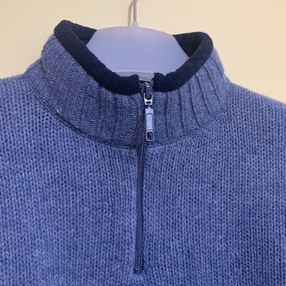 Alpine Design | Blue 1/4 Zip Mock Wool Blend Fleece Collar Pullover Sweater L - Picture 8 of 13